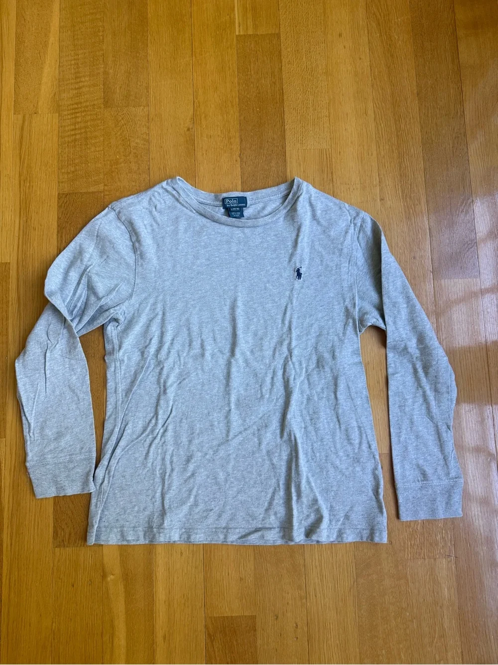 Ralph Lauren Light Heather Gray Long Sleeve Tee with Navy Pony